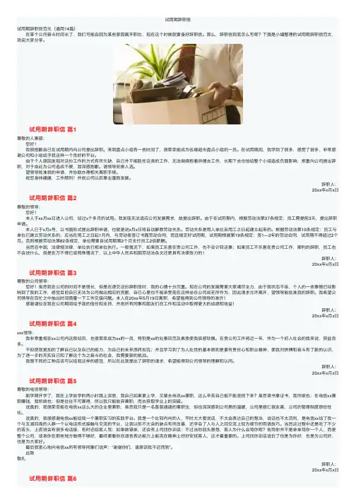 试用期辞职信