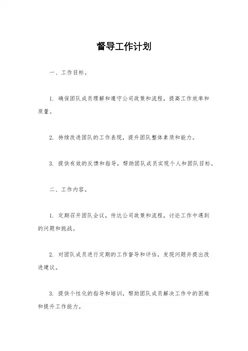 督导工作计划