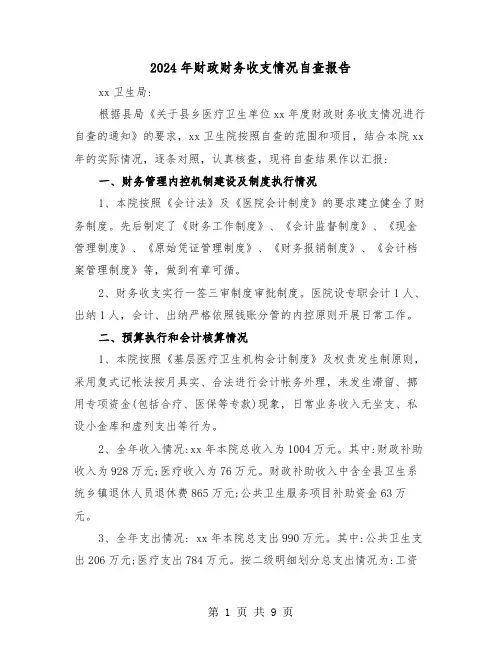 2024年财政财务收支情况自查报告（三篇）