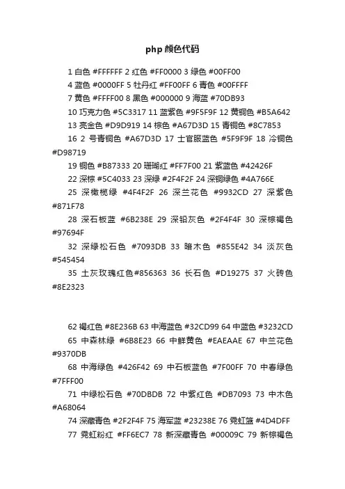 php颜色代码