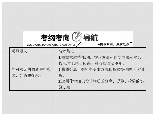 高考化学一轮复习 10.2 物质的检验、分离和提纯讲解课