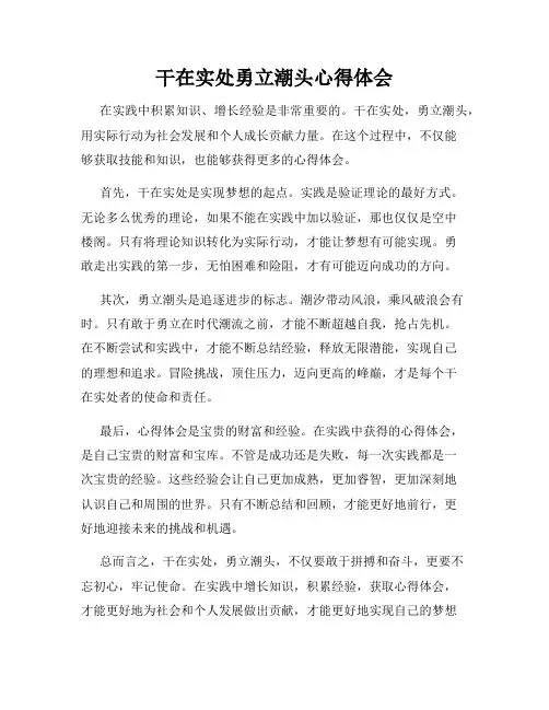 干在实处勇立潮头心得体会