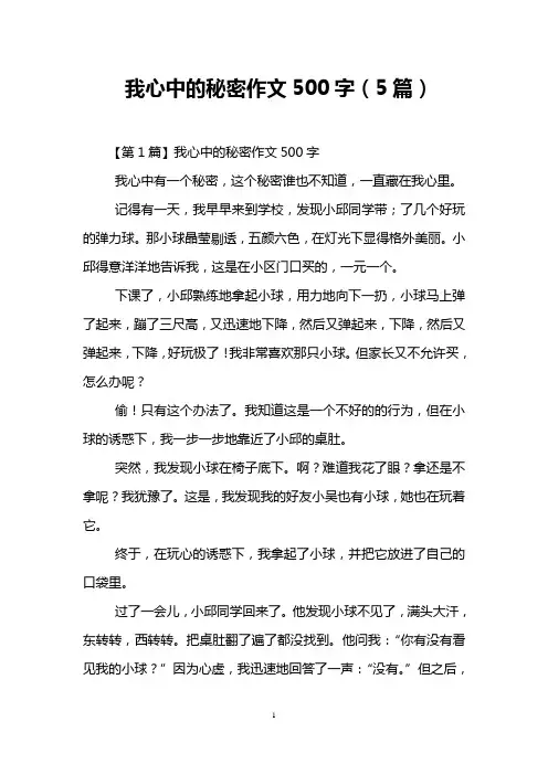 我心中的秘密作文500字(5篇)
