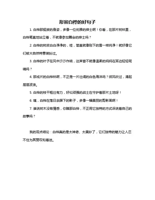 形容白桦的好句子