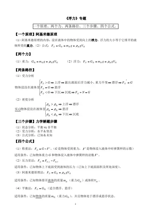 初二物理《浮力》专题(解析版)