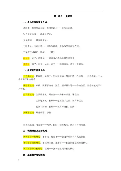 教育学主要人物及特点一览表