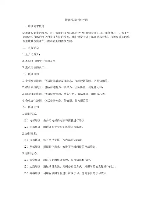 培训需求计划 外训