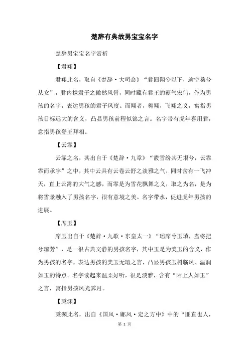 楚辞有典故男宝宝名字