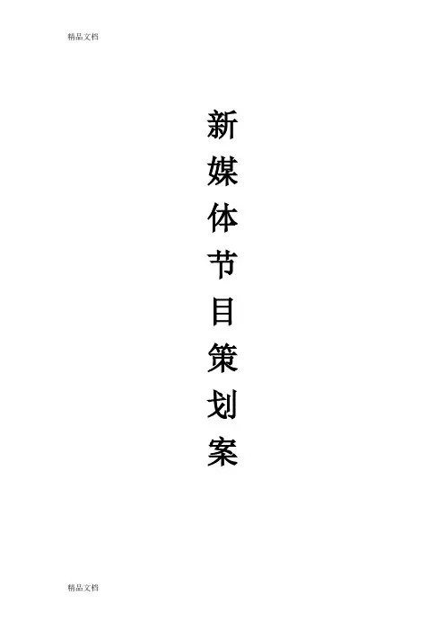 新媒体节目策划教学提纲