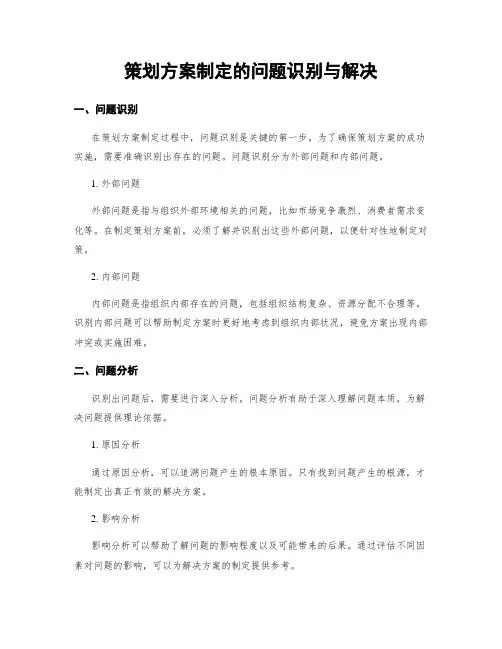 策划方案制定的问题识别与解决