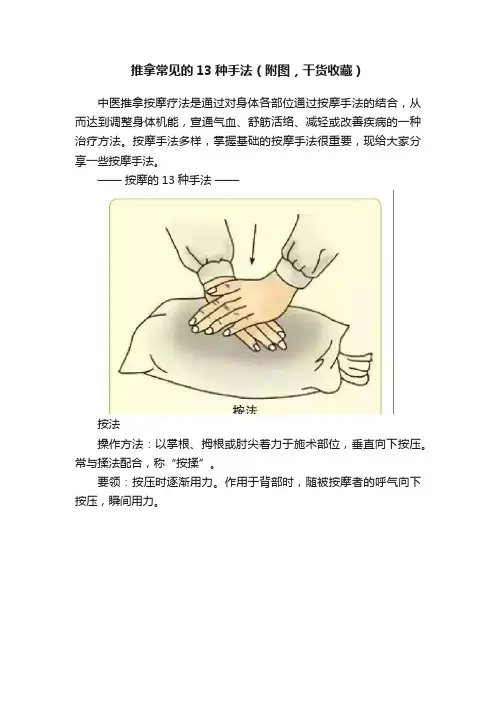 推拿常见的13种手法（附图，干货收藏）