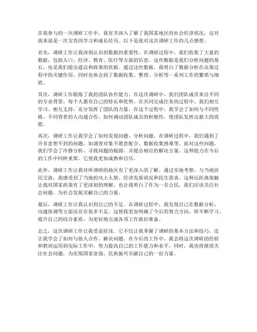 关于调研的工作感想