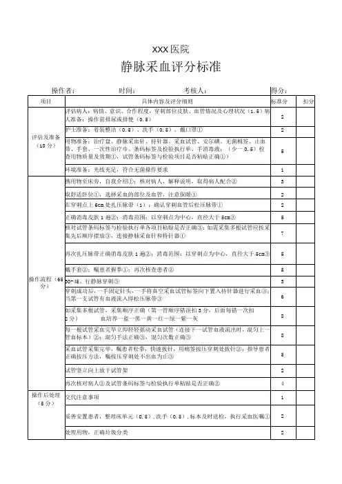 静脉采血操作标准