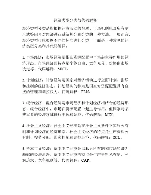 经济类型分类与代码解释