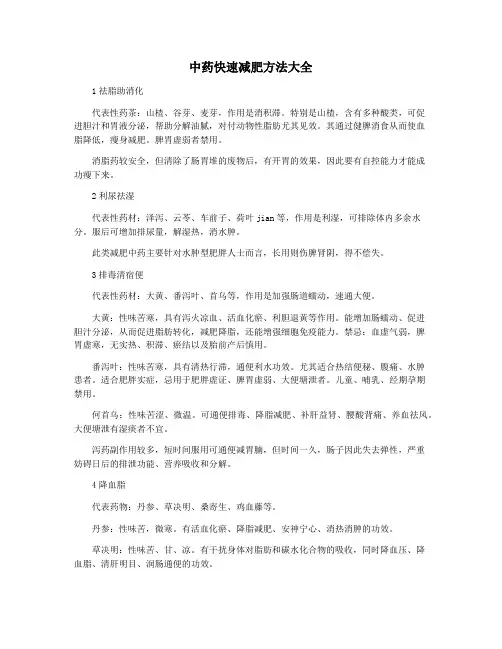 中药快速减肥方法大全