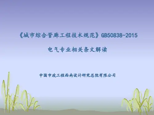 综合管廊电气专业技术交流(1)