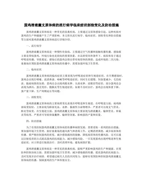 蛋鸡滑液囊支原体病的流行病学临床症状剖检变化及防治措施