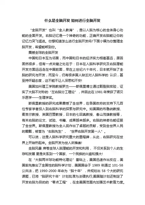 什么是全脑开发如何进行全脑开发