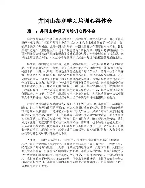 井冈山参观学习培训心得体会
