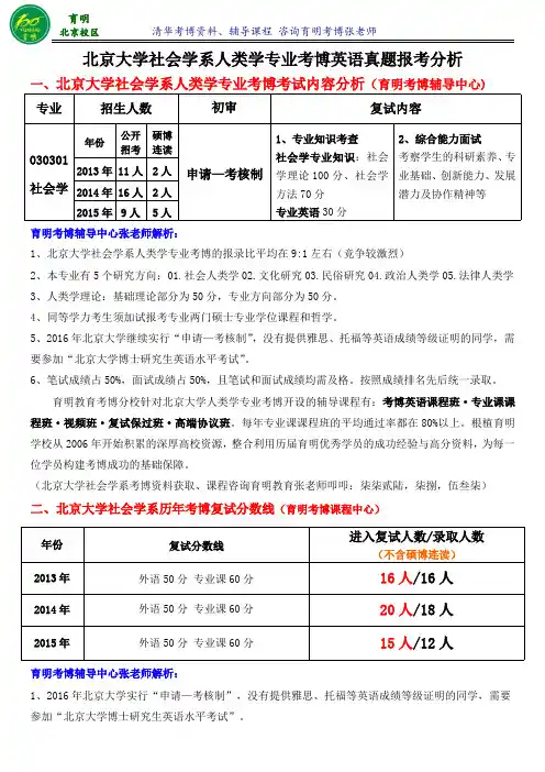 北京大学人类学专业考博老师笔记-育明考博