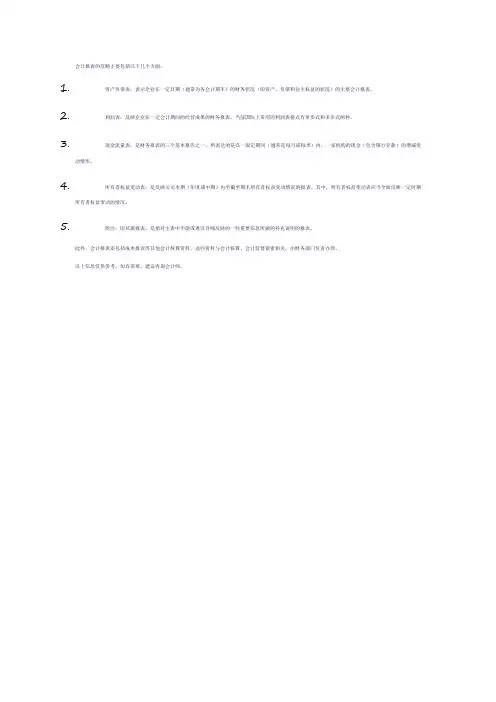 会计报表的范畴