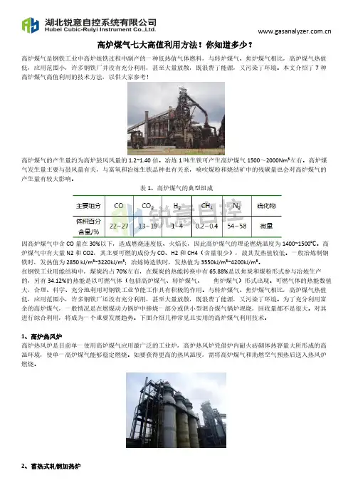 高炉煤气七大高值利用方法!你知道多少？