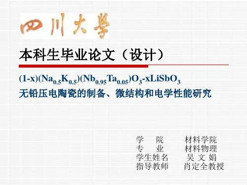 毕业论文答辩 无铅压电陶瓷的制备、微结构和电学性能研究
