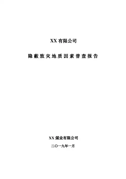 2019年煤矿隐蔽致灾普查报告