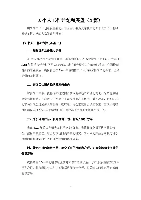 个人工作计划和展望(4篇)
