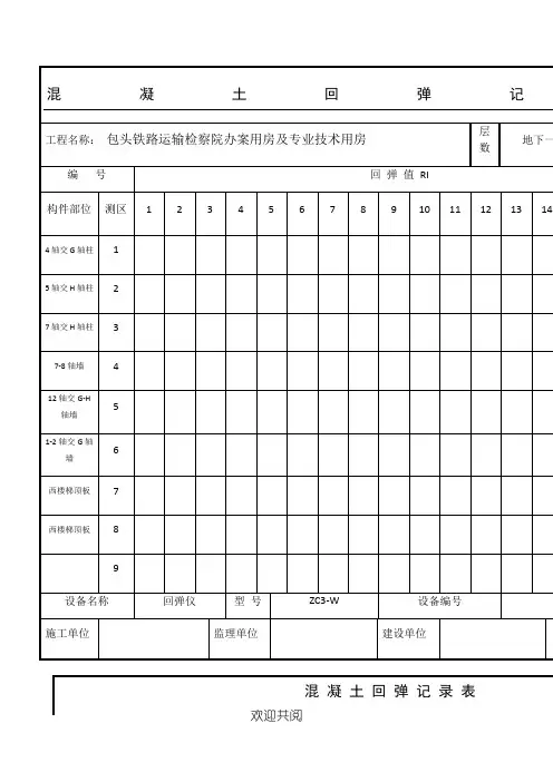 混凝土回弹记录表格模板