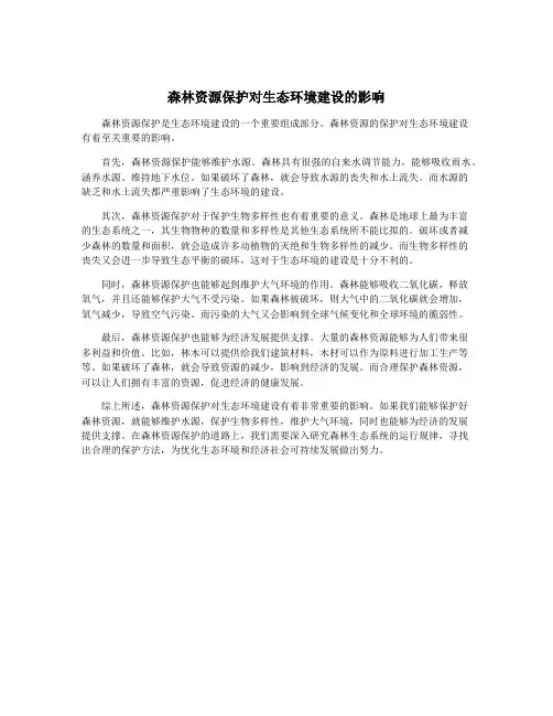 森林资源保护对生态环境建设的影响