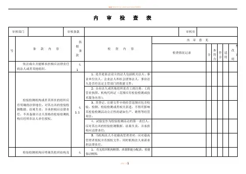 2016新准则内审检查表