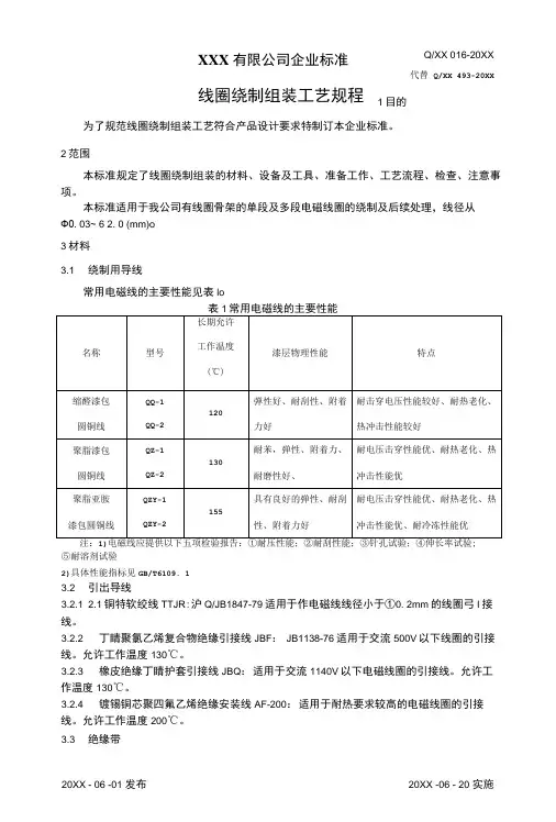 线圈绕制组装工艺规程