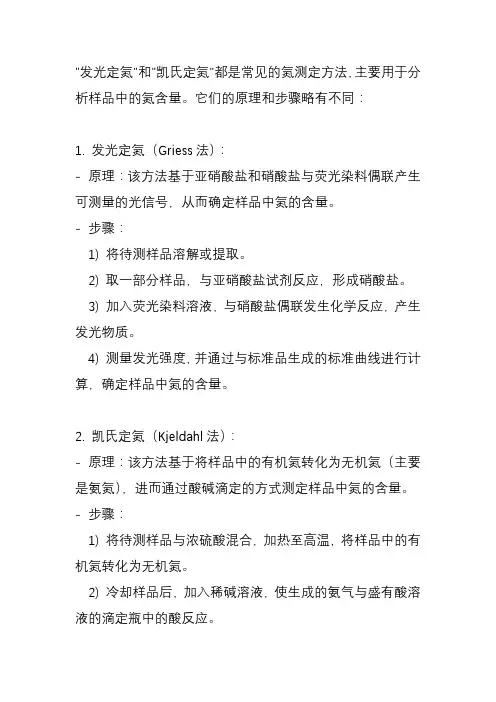 发光定氮和凯氏定氮