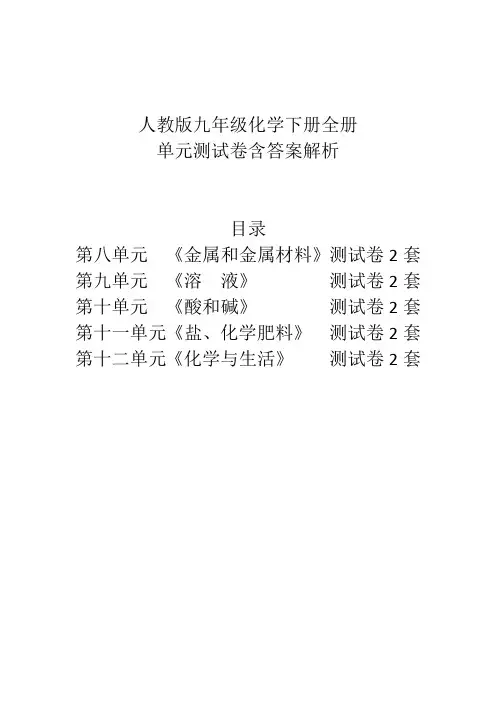 【名校试卷】人教版初三九年级化学下册全册单元测试卷(每单元2套含答案解析)