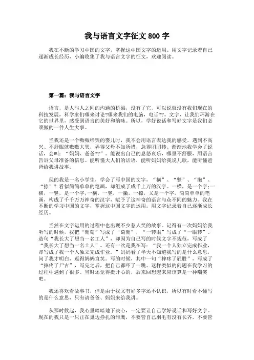 我与语言文字征文800字