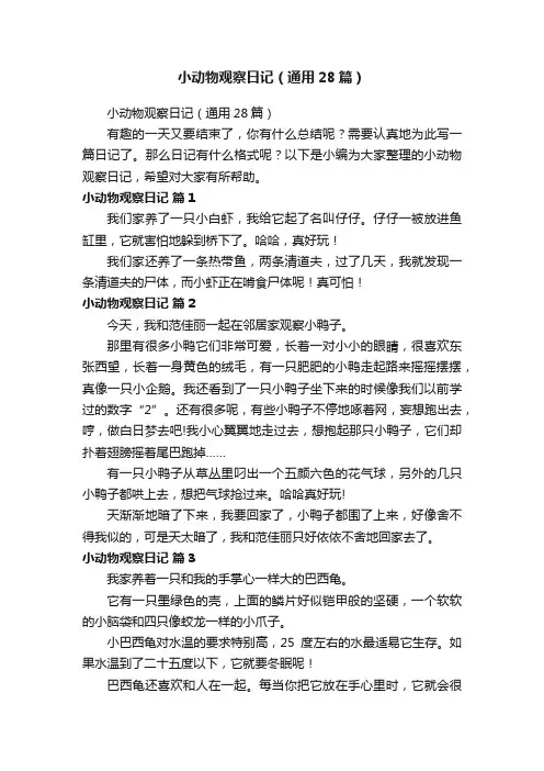 小动物观察日记（通用28篇）