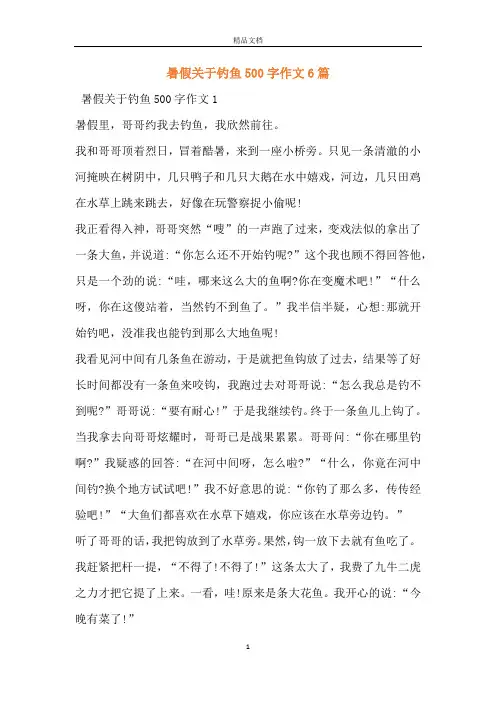 暑假关于钓鱼500字作文6篇