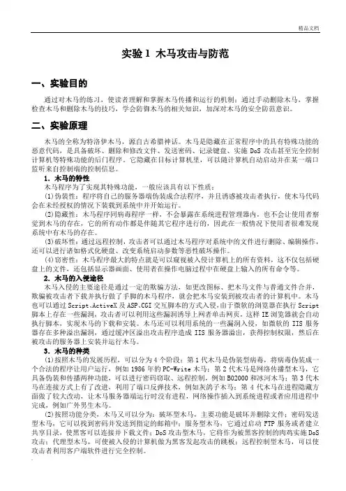 实验一 木马攻击与防范
