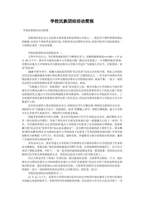 学校民族团结活动简报