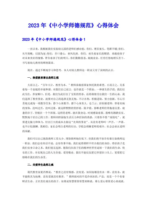 2023年《中小学师德规范》心得体会