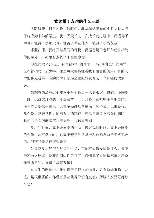 我读懂了友谊的作文三篇