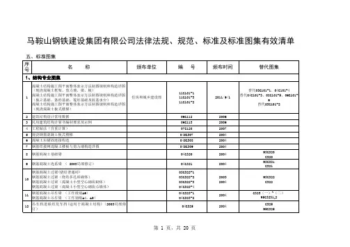 规范标准标准图集有效版本目录