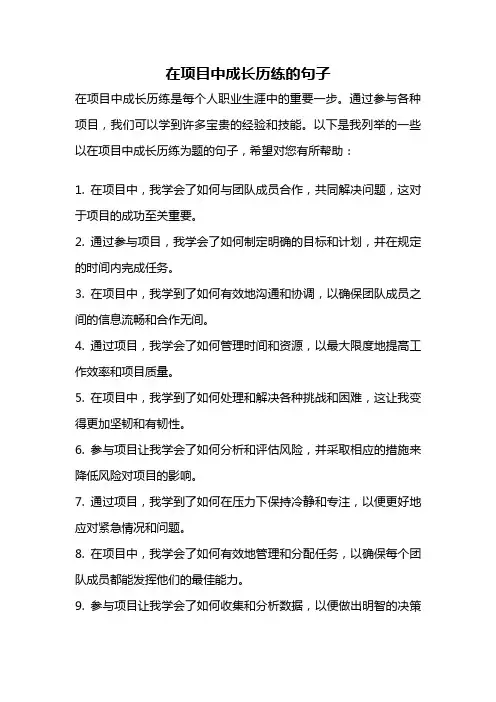 在项目中成长历练的句子
