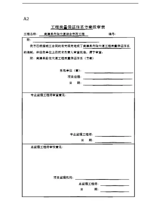 工程质量保证体系报审表