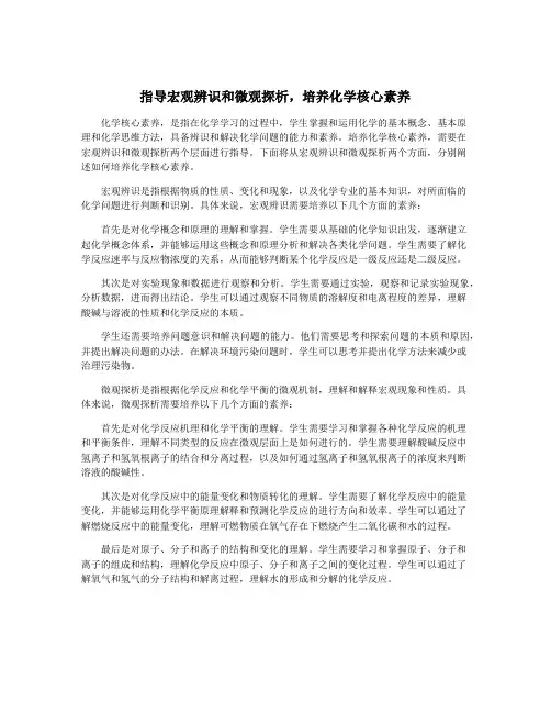 指导宏观辨识和微观探析,培养化学核心素养