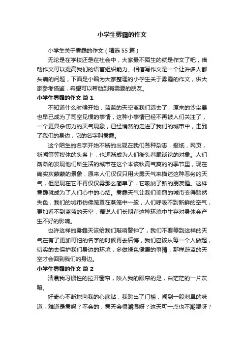 小学生雾霾的作文