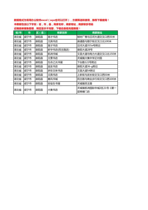 2020新版湖北省咸宁市崇阳县书店工商企业公司商家名录名单联系电话号码地址大全13家