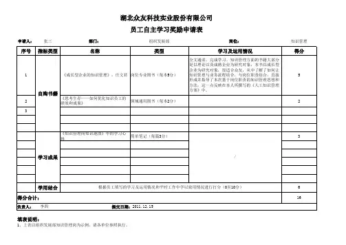 员工自主学习奖励申请表(示例)