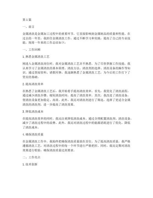 金属清洗工作总结范文(3篇)